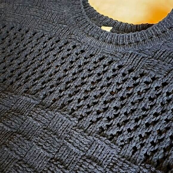 MOTH Anthropology Soft Black Cropped Chunky Knitted Pullover Sweater Top Small - Picture 6 of 12